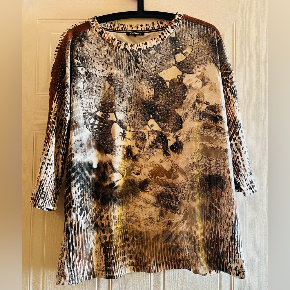 Olsen Elegant Brown and Tan Women's Top